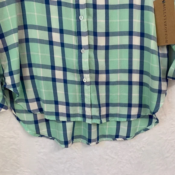 Billy T Lyocell Green & Blue Plaid Relaxed Flannel Sz Large - Picture 7 of 15